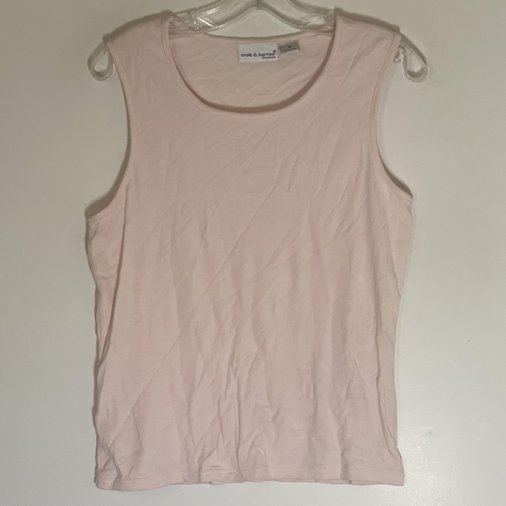 Croft & Barrow Tank Top Womens Medium Pink Scoop Neck Stretch Knit Sleeveless